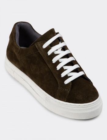 Hakiki Süet Haki Sneaker Kadın Ayakkabı - Z1681ZHAKC08