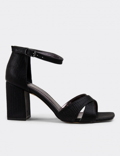 Deery Siyah Deery Topuklu Kadın Sandalet