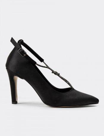 Siyah Stiletto Kadın Topuklu Ayakkabı - K0075ZSYHM01
