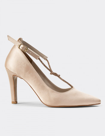 Bej Stiletto Kadın Topuklu Ayakkabı - K0075ZBEJM01