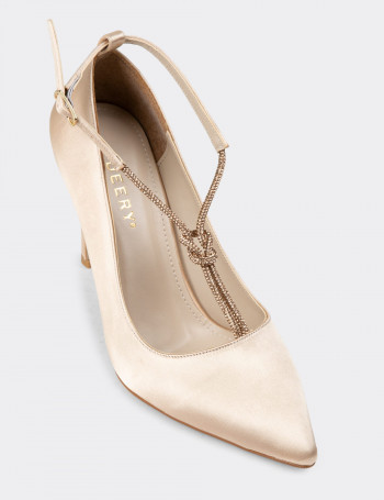 Bej Stiletto Kadın Topuklu Ayakkabı - K0075ZBEJM01