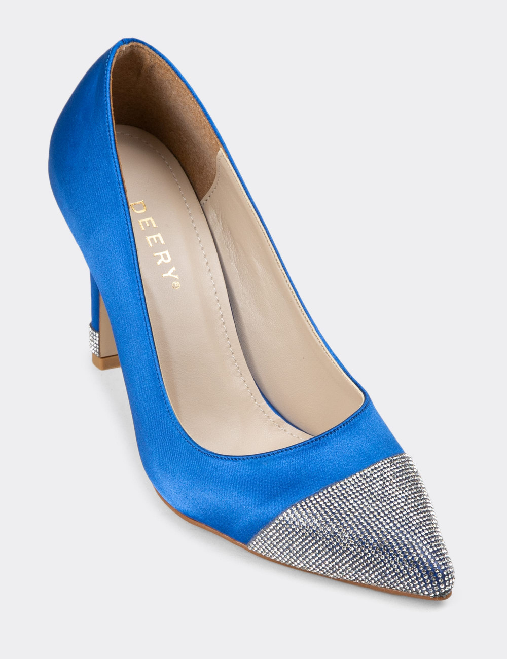 Mavi Stiletto Taşlı Kadın Topuklu Ayakkabı - K0030ZMVIM01