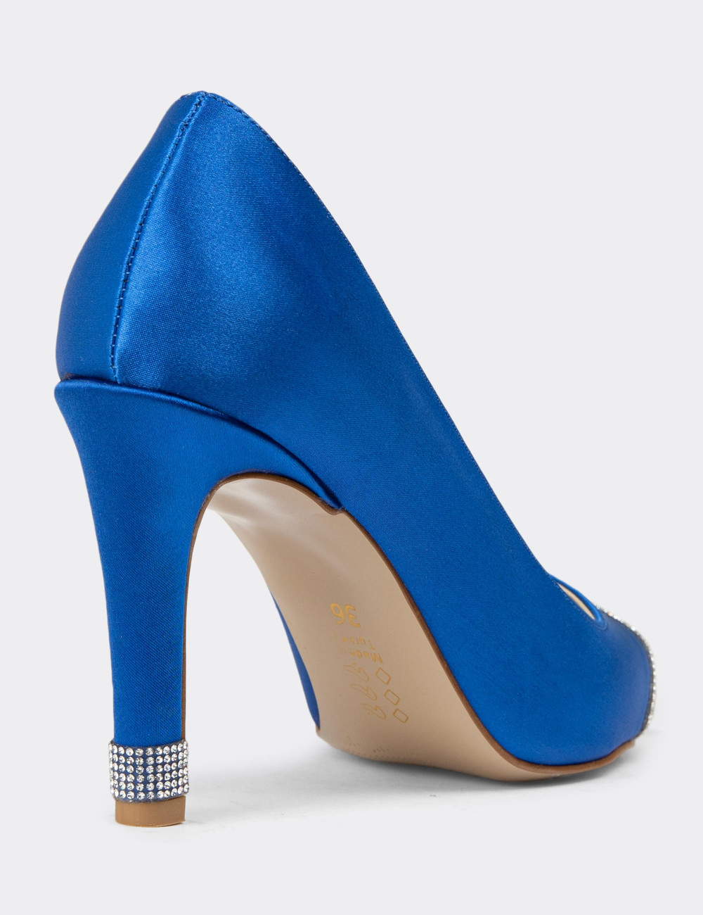Mavi Stiletto Taşlı Kadın Topuklu Ayakkabı - K0030ZMVIM01