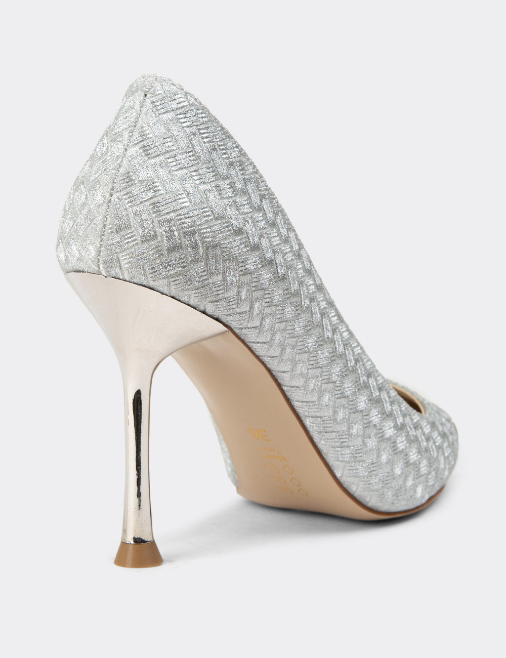 Gümüş Rengi Stiletto Kadın Topuklu Ayakkabı - 07910ZGMSM01
