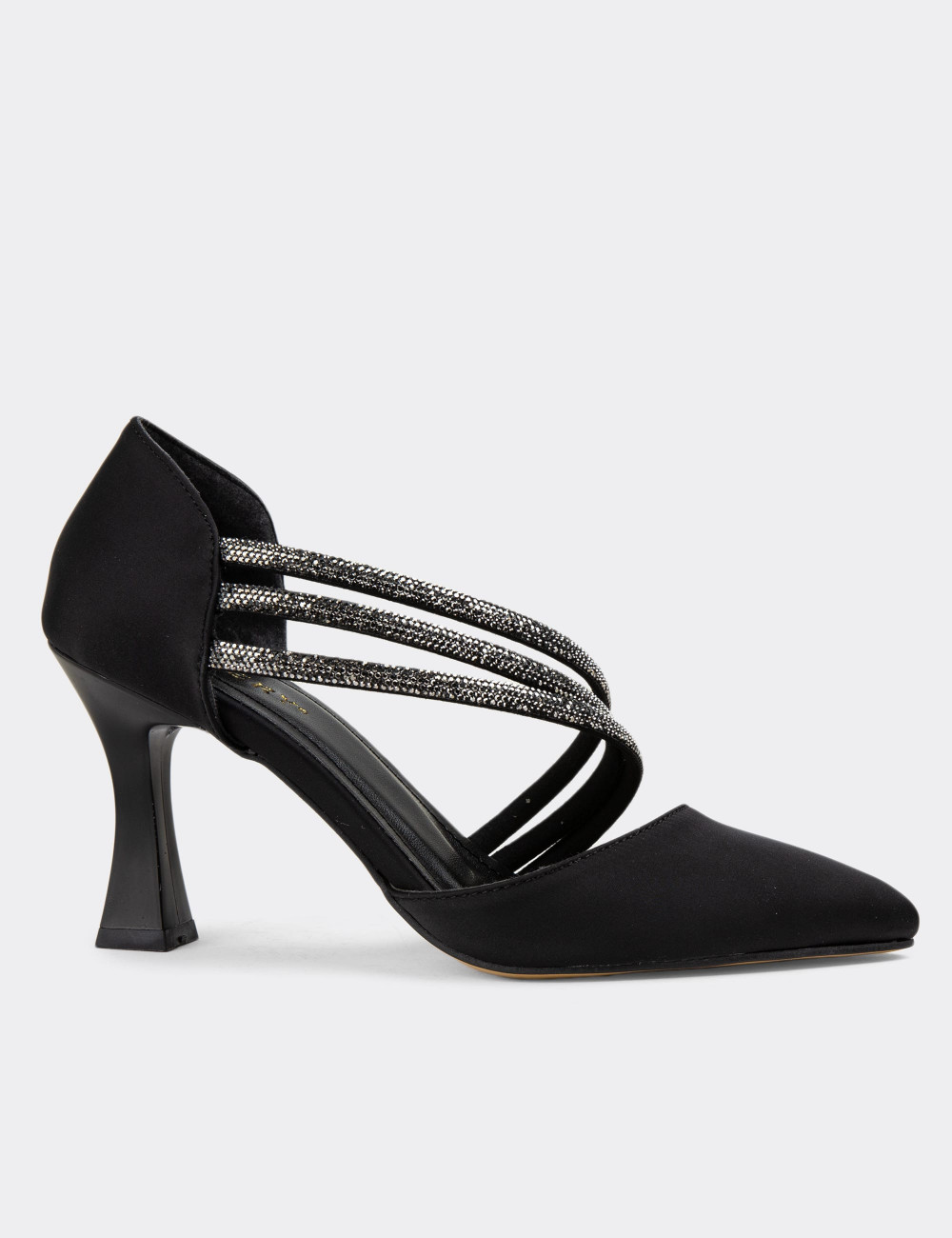 Siyah Taşlı Topuklu Kadın Abiye Ayakkabı - K0553ZSYHM01