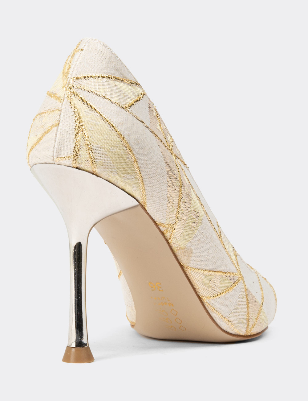 Altın Rengi Stiletto Kadın Topuklu Ayakkabı - K0792ZALTM01