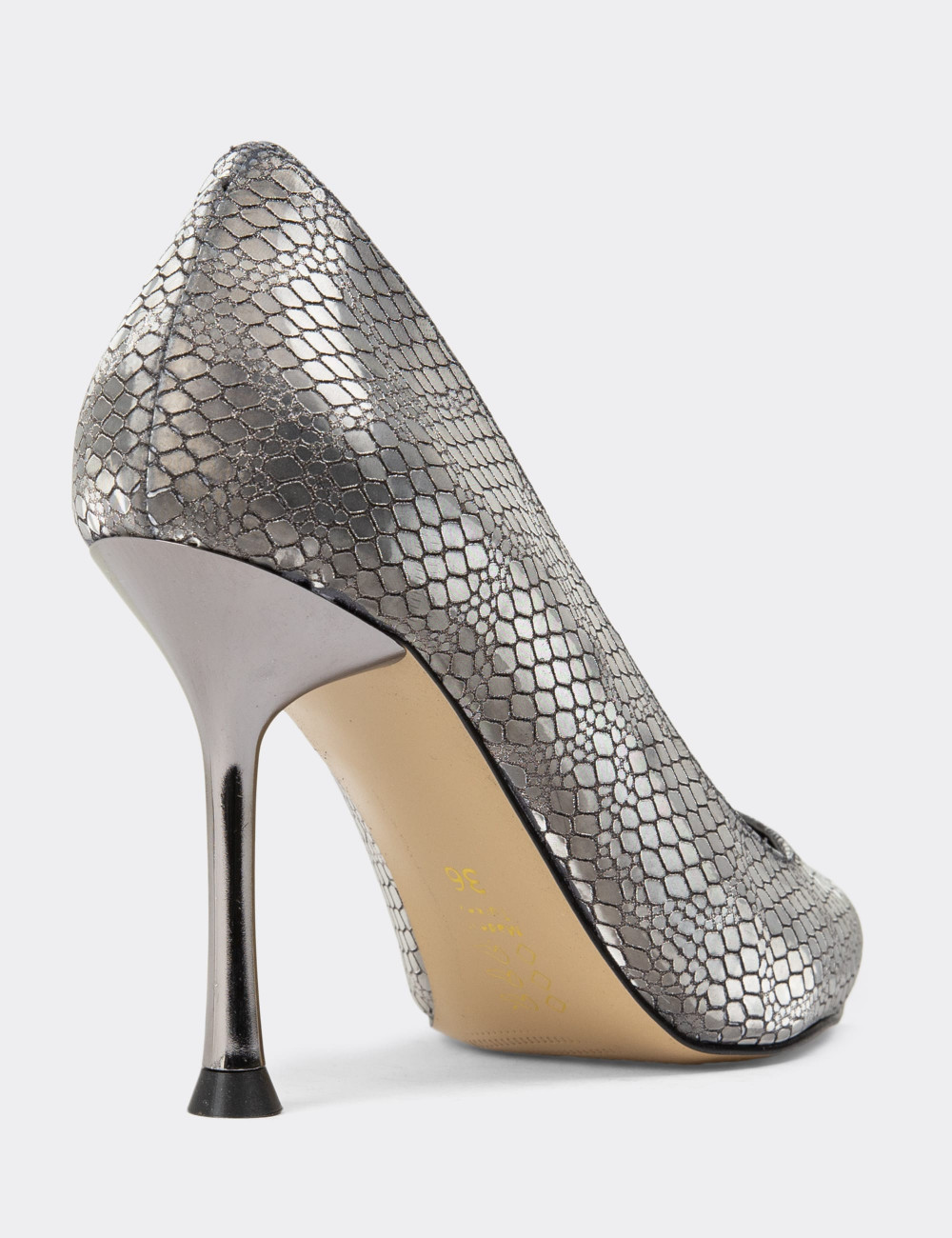 Platin Stiletto Kadın Topuklu Ayakkabı - K0799ZPLTM01