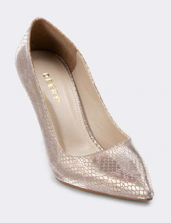 Altın Rengi Stiletto Kadın Topuklu Ayakkabı - K0799ZALTM01
