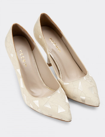 Bej Stiletto Kadın Topuklu Ayakkabı - K0795ZBEJM01