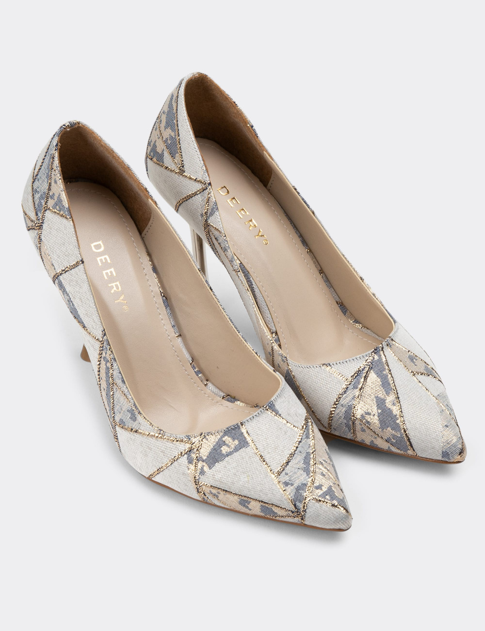 Gümüş Rengi Stiletto Kadın Topuklu Ayakkabı - K0792ZGMSM01