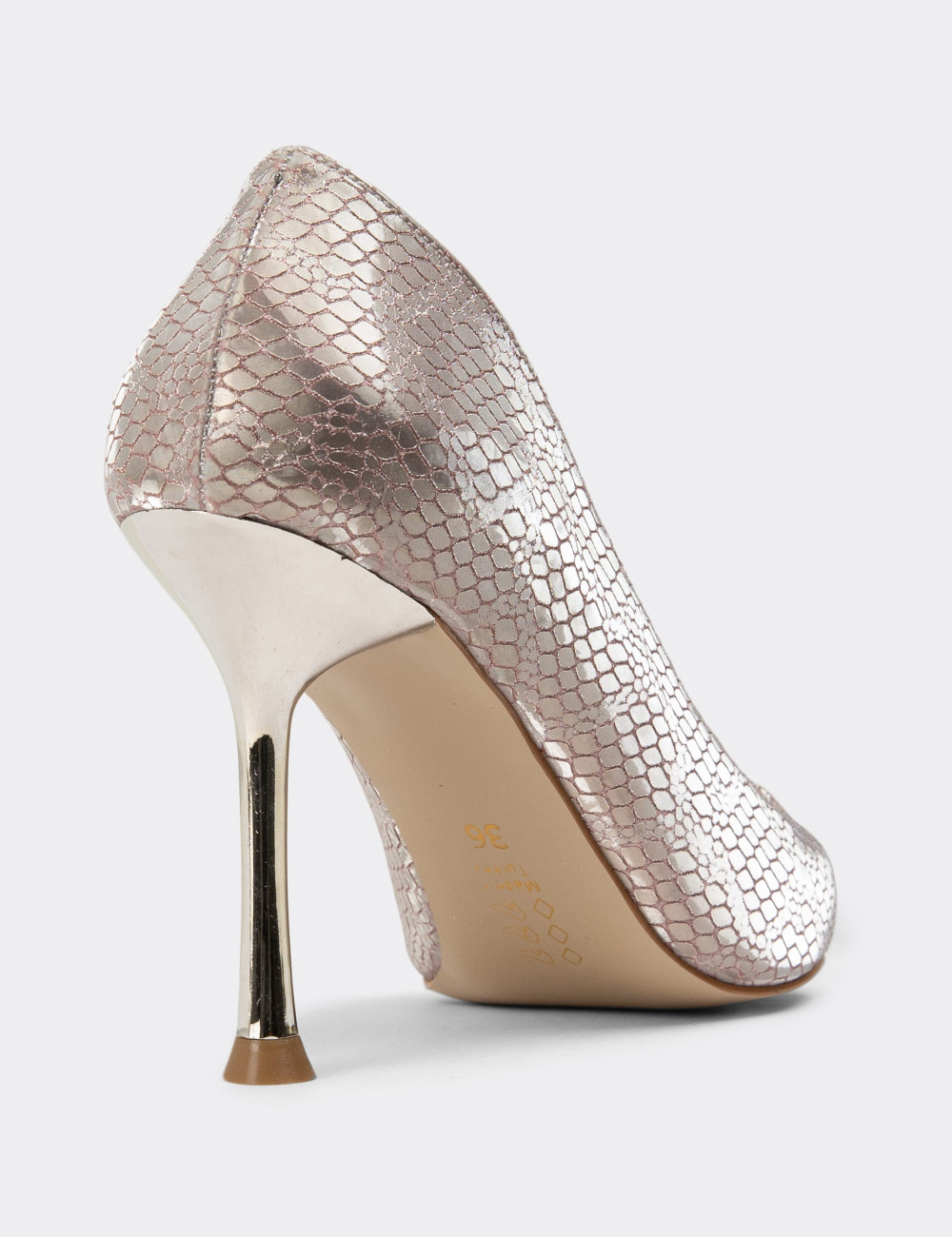 Altın Rengi Stiletto Kadın Topuklu Ayakkabı - K0799ZALTM01