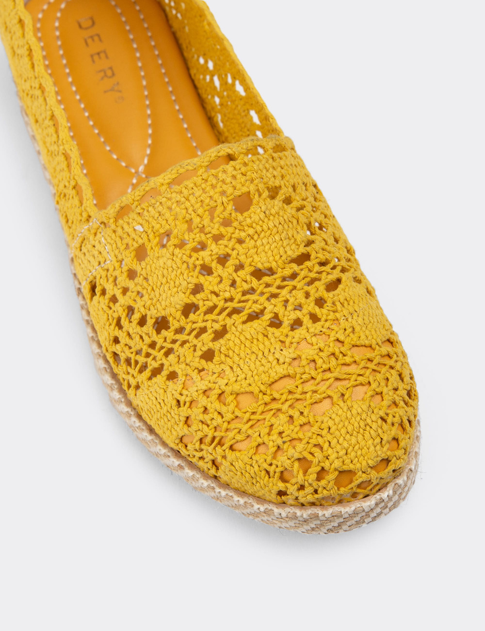 Sarı Örgü Espadril Kadın Ayakkabı - 38650ZSRIC01