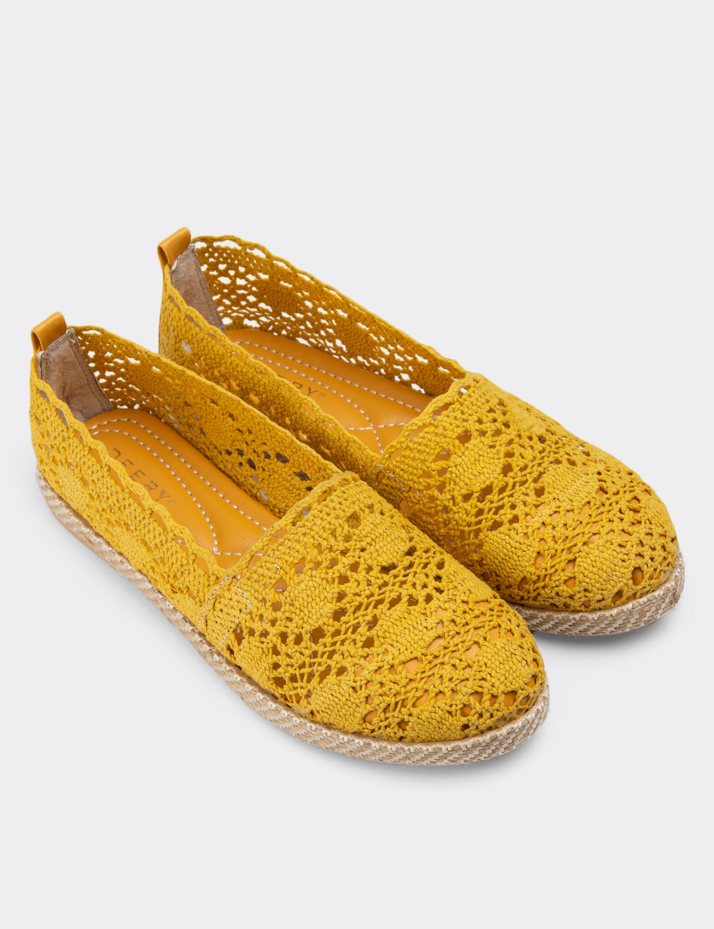Sarı Örgü Espadril Kadın Ayakkabı - 38650ZSRIC01