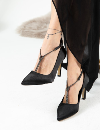 Siyah Stiletto Kadın Topuklu Ayakkabı - K0075ZSYHM01