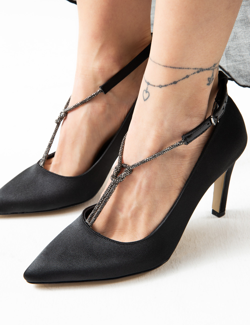 Siyah Stiletto Kadın Topuklu Ayakkabı - K0075ZSYHM01