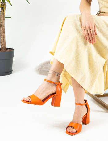 Turuncu Kadın Topuklu Sandalet