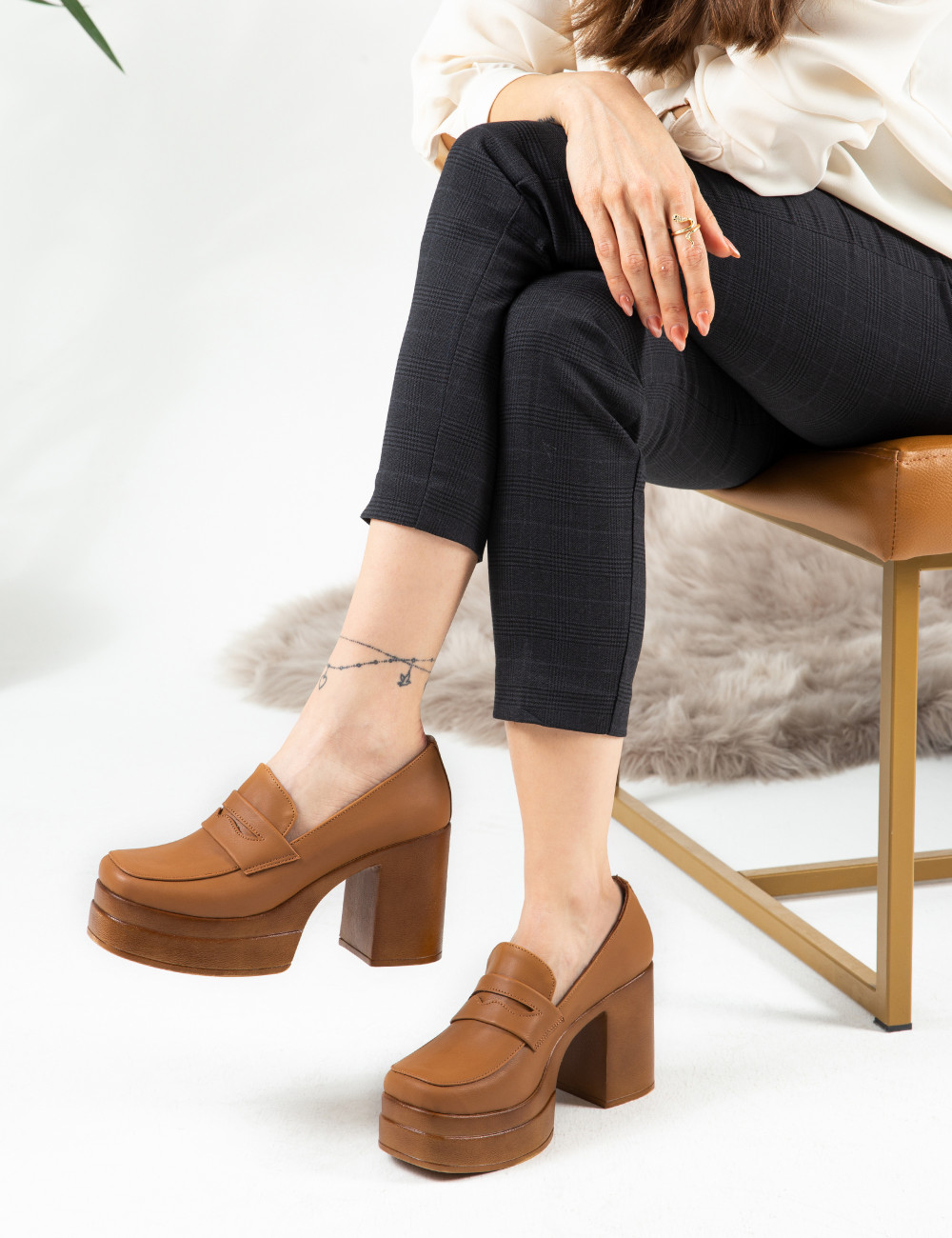 Taba Rengi Topuklu Kadın Ayakkabı - LZ605ZTBAP01
