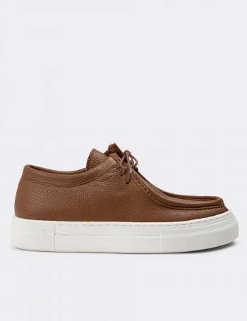 Hakiki Deri Taba Rengi Sneaker Kadın Ayakkabı - Z1682ZTBAC01