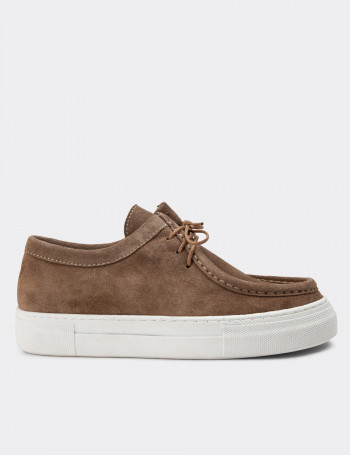 Hakiki Süet Vizon Rengi Sneaker Kadın Ayakkabı - Z1682ZVZNC01