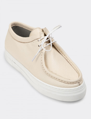 Hakiki Deri Bej Sneaker Kadın Ayakkabı - Z1682ZBEJC01