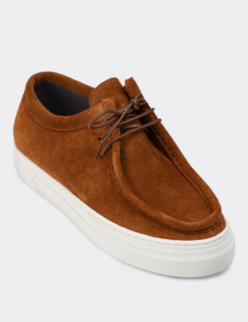 Hakiki Süet Taba Rengi Sneaker Kadın Ayakkabı - Z1682ZTBAC02
