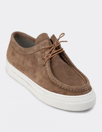 Hakiki Süet Vizon Rengi Sneaker Kadın Ayakkabı - Z1682ZVZNC01