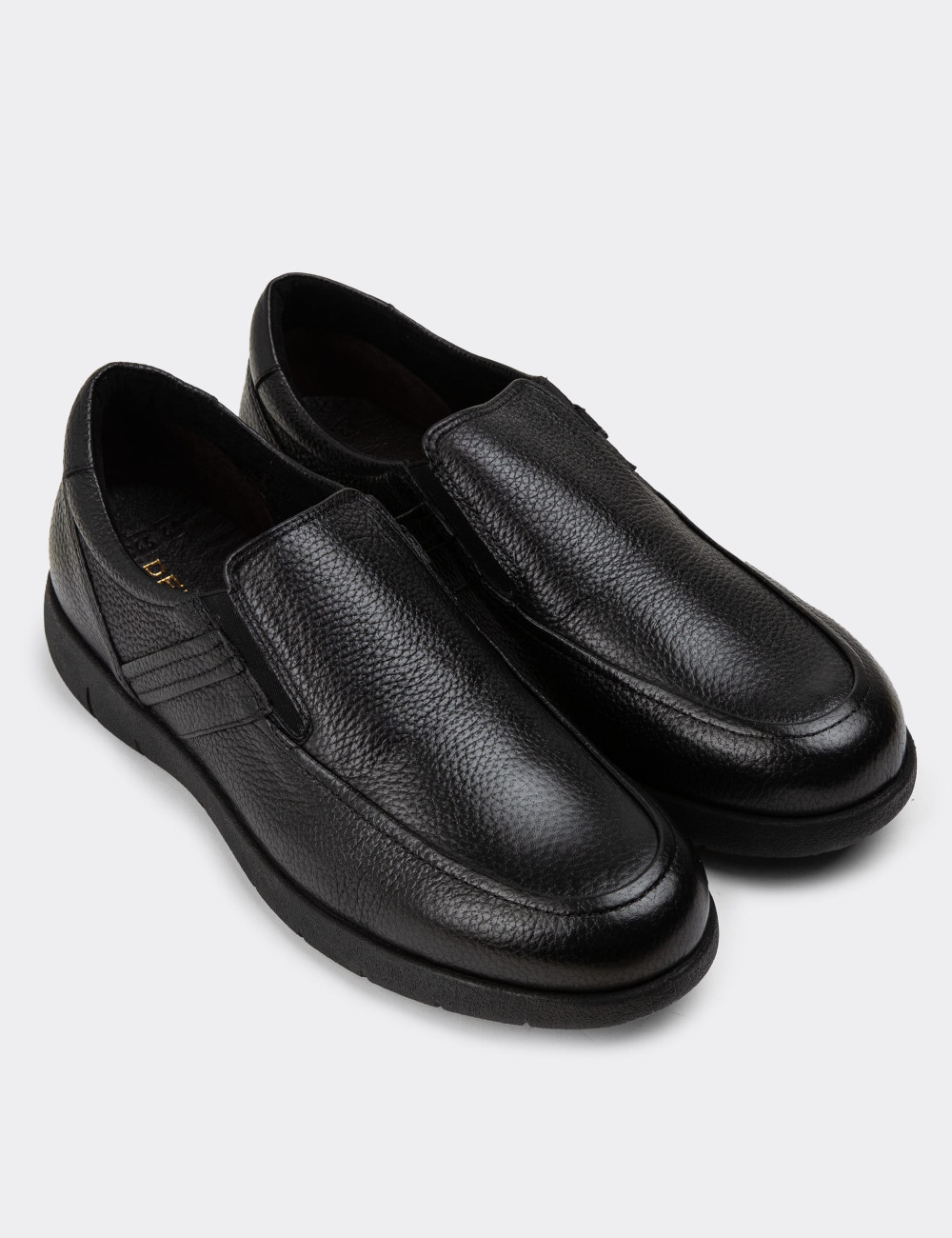 Hakiki Deri Siyah Loafer Erkek Ayakkabı - 01946MSYHC01