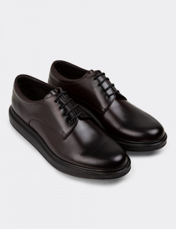 Hakiki Deri Bordo Comfort Günlük Erkek Ayakkabı - 01934MBRDP01