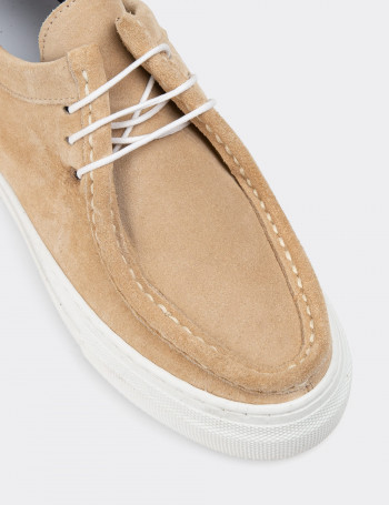 Hakiki Süet Bej Kadın Sneaker - Z1682ZBEJC02