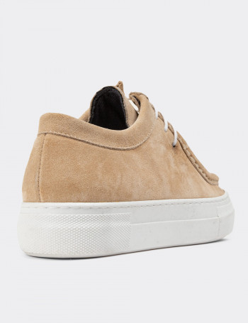 Hakiki Süet Bej Kadın Sneaker - Z1682ZBEJC02