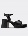 Siyah Platform Topuklu Kadın Abiye Ayakkabı