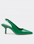 Rugan Yeşil Topuklu Kadın Ayakkabı