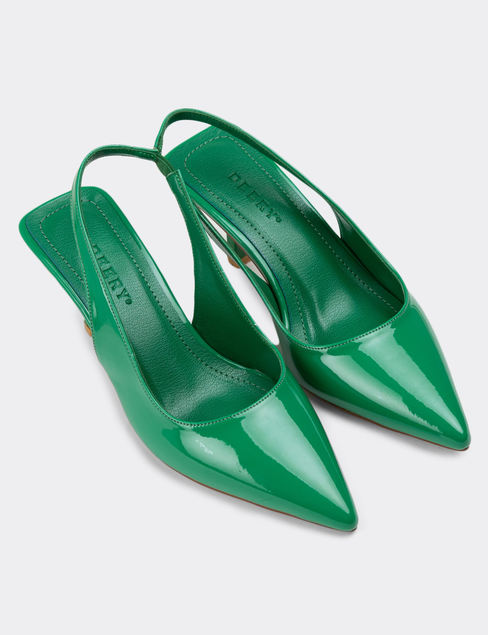 Rugan Yeşil Topuklu Kadın Ayakkabı - K0601ZYSLM01