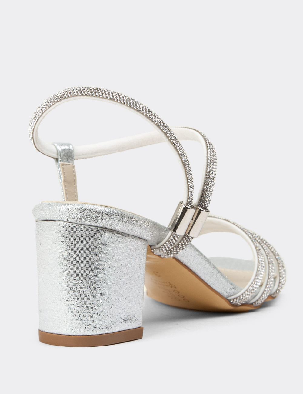 Gümüş Rengi Topuklu Kadın Abiye Ayakkabı - K0647ZGMSC01