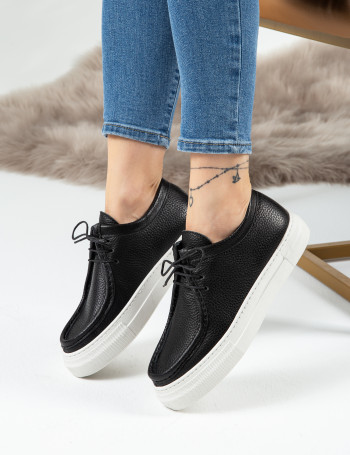 Hakiki Deri Siyah Kadın Sneaker - Z1682ZSYHC02