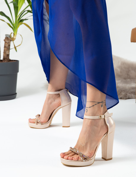 Deery Topuklu Deery Abiye Bej Platform Kadın Ayakkabı