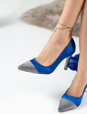 Mavi Stiletto Taşlı Kadın Topuklu Ayakkabı - K0030ZMVIM01