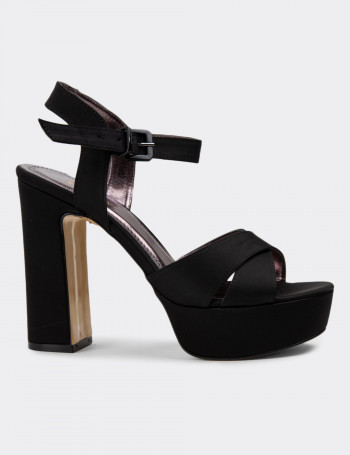 Siyah Platform Topuklu Kadın Abiye Ayakkabı - K2023ZSYHM01