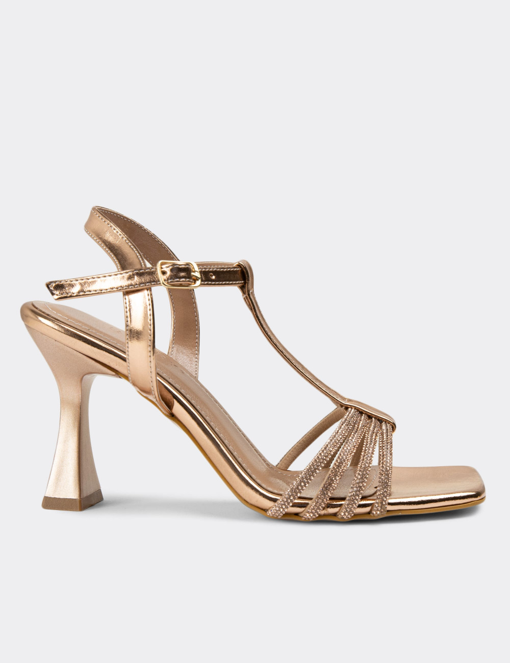 Altın Rengi Topuklu Kadın Abiye Ayakkabı - K0607ZALTM01