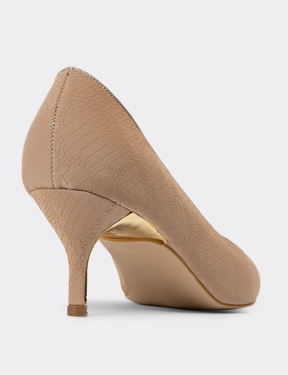 Bej Stiletto Kadın Topuklu Ayakkabı - K0700ZBEJM01