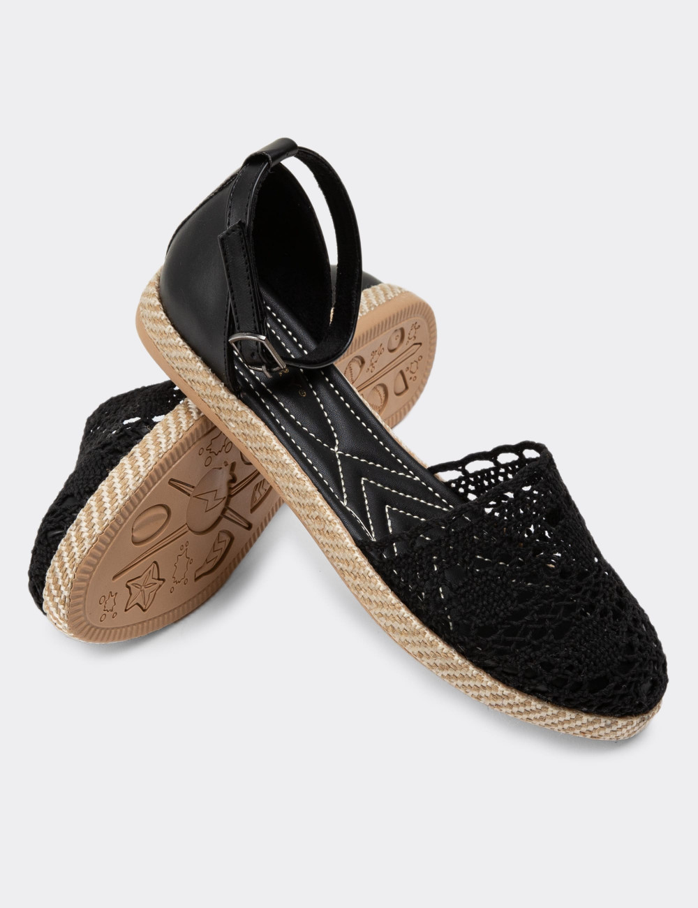 Siyah Espadril Kadın Ayakkabı - 38651ZSYHC01