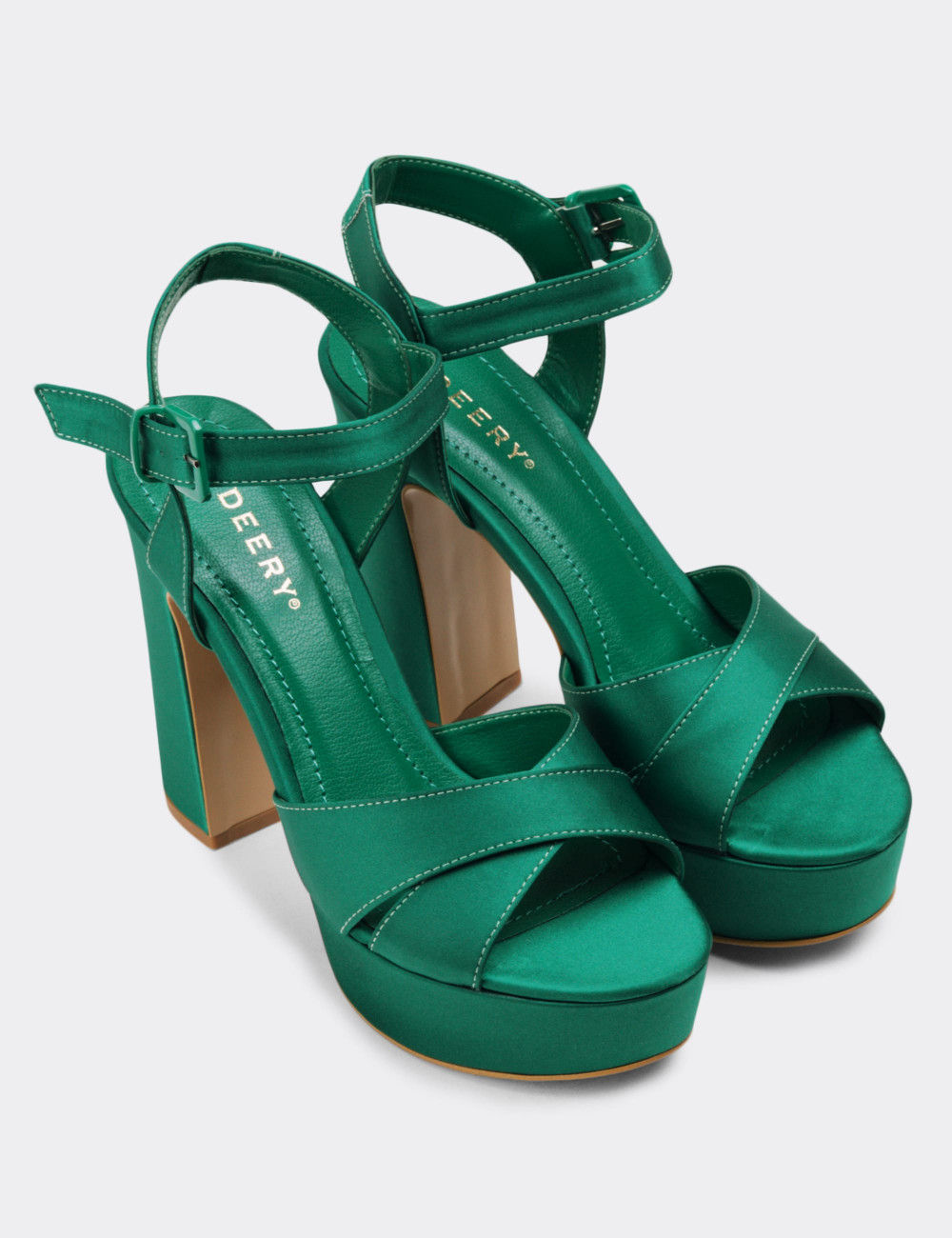 Yeşil Platform Topuklu Kadın Abiye Ayakkabı - K2023ZYSLM01