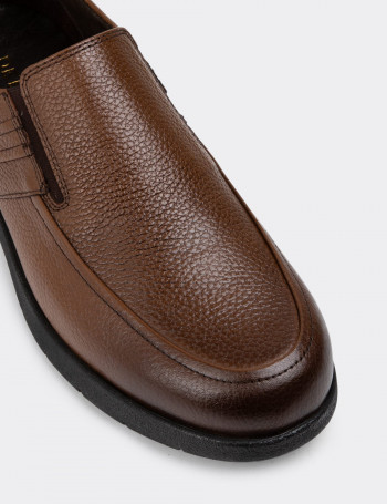 Hakiki Deri Taba Rengi Loafer Erkek Ayakkabı - 01946MTBAC01