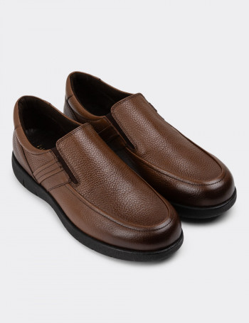 Hakiki Deri Taba Rengi Loafer Erkek Ayakkabı - 01946MTBAC01