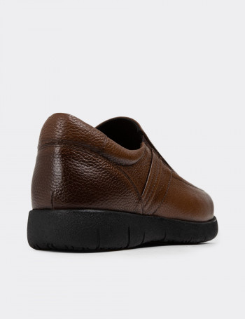 Hakiki Deri Taba Rengi Loafer Erkek Ayakkabı - 01946MTBAC01