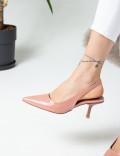 Rugan Somon Rengi Topuklu Kadın Ayakkabı