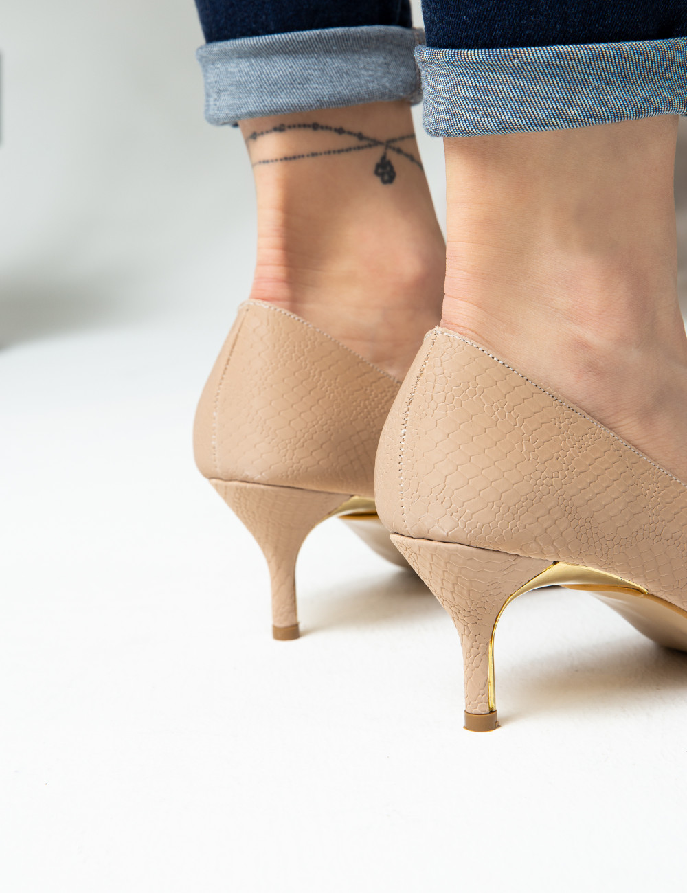 Bej Stiletto Kadın Topuklu Ayakkabı - K0700ZBEJM01