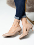 Bej Stiletto Kadın Topuklu Ayakkabı