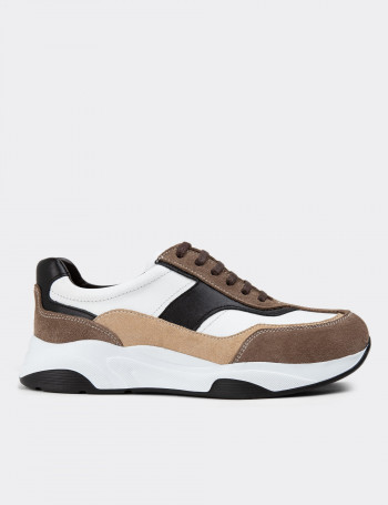 Hakiki Süet Vizon Rengi Sneaker Kadın Ayakkabı - 01890ZVZNE01