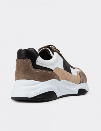 Hakiki Süet Vizon Rengi Sneaker Kadın Ayakkabı - 01890ZVZNE01